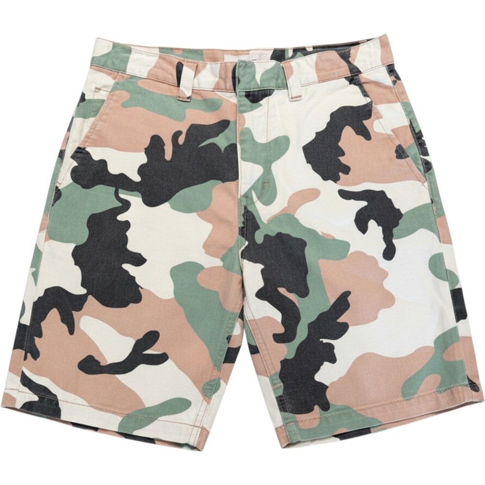 WeSC Rai Mens Camo Shorts Size 29 Pink Green White Camouflage Chino Streetwear